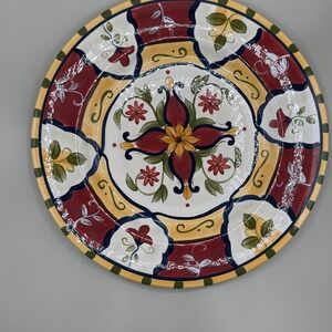 Discontinued Pier 1 Vallarta Handpainted Platter Floral Red Yellow Green 11in
